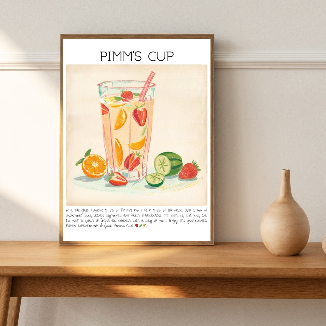 Pimm's Cup Cocktail Art Print Tasarım Poster-Tablo-Muff Atelier-No:1-21x30cm-NowShopFun