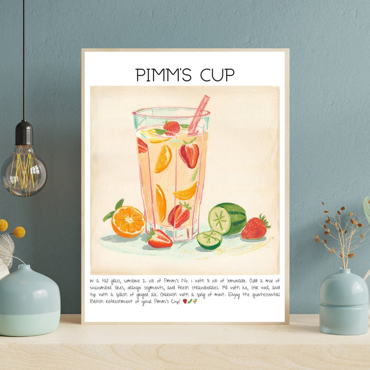 Pimm's Cup Cocktail Art Print Tasarım Poster-Tablo-Muff Atelier-No:1-21x30cm-NowShopFun