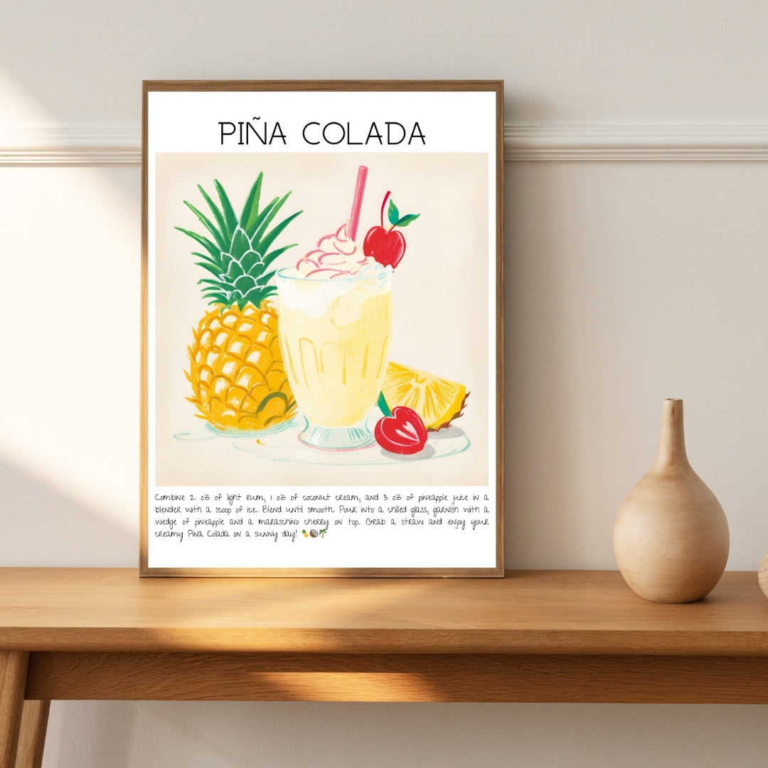 Pina Colada Cocktail Art Print Poster-Tablo-Muff Atelier-21x30cm-NowShopFun