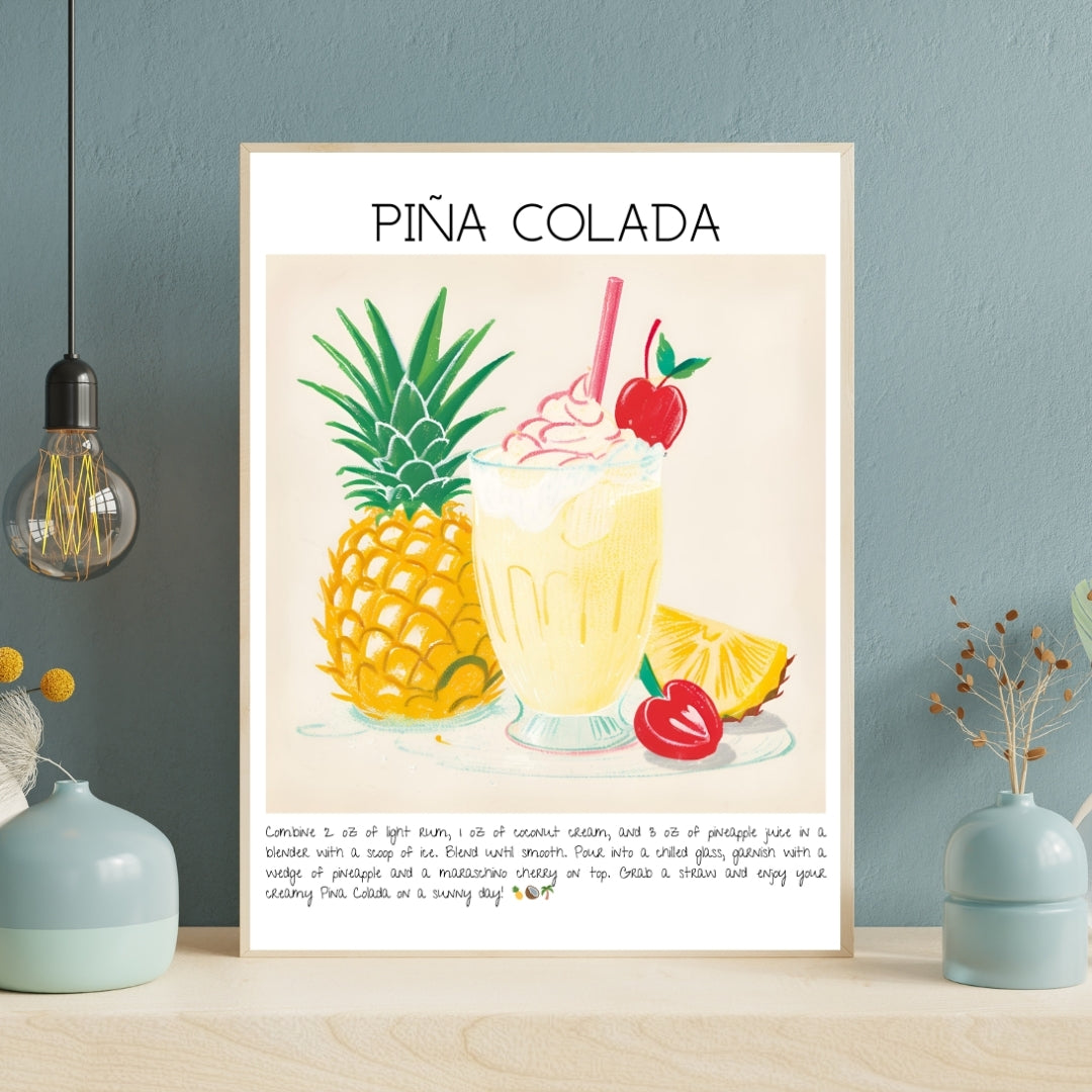 Pina Colada Cocktail Art Print Poster-Tablo-Muff Atelier-21x30cm-NowShopFun