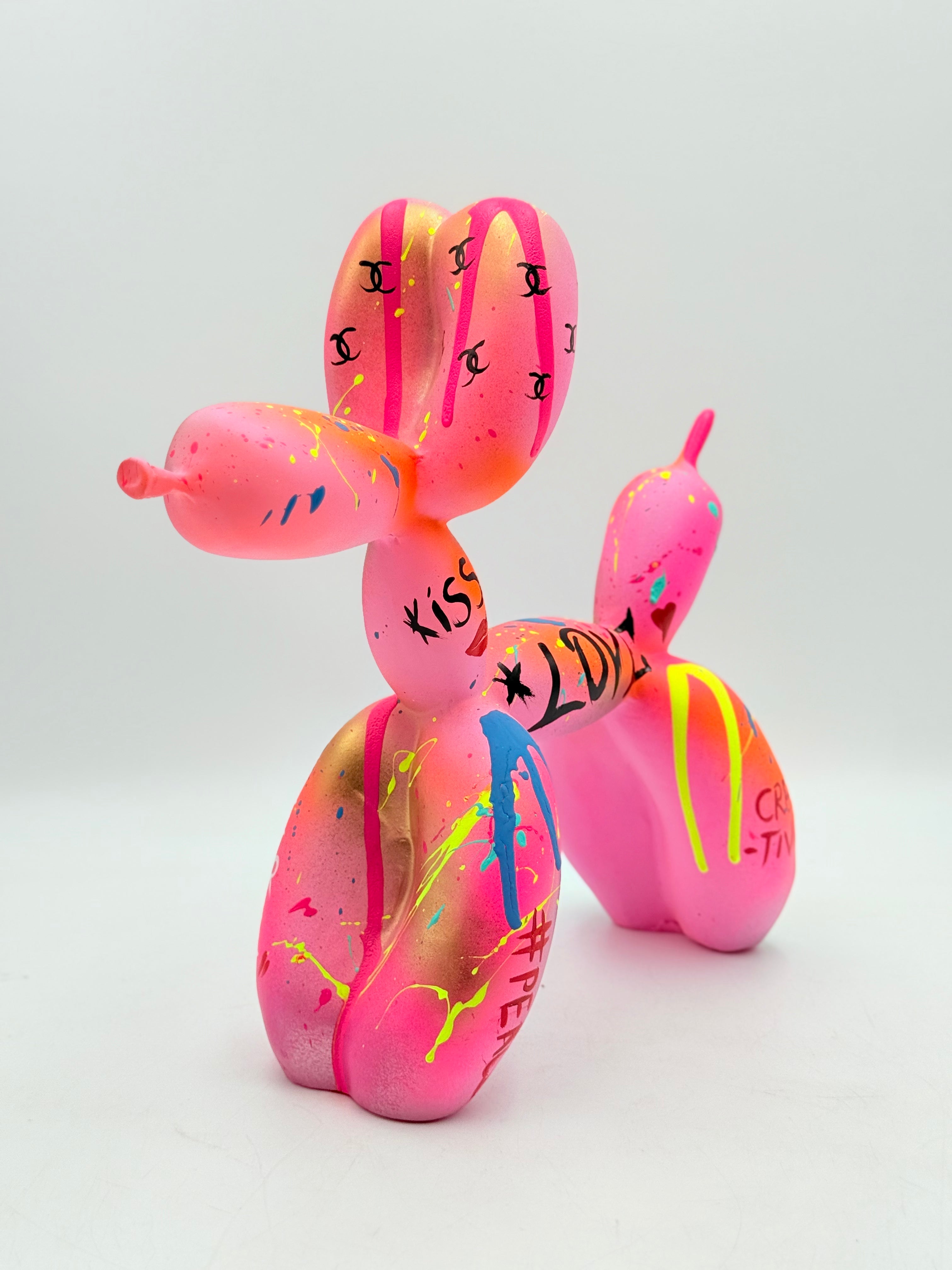 Pink Love Balon Köpek Heykeli-Heykel-And Iconic Art Store-NowShopFun