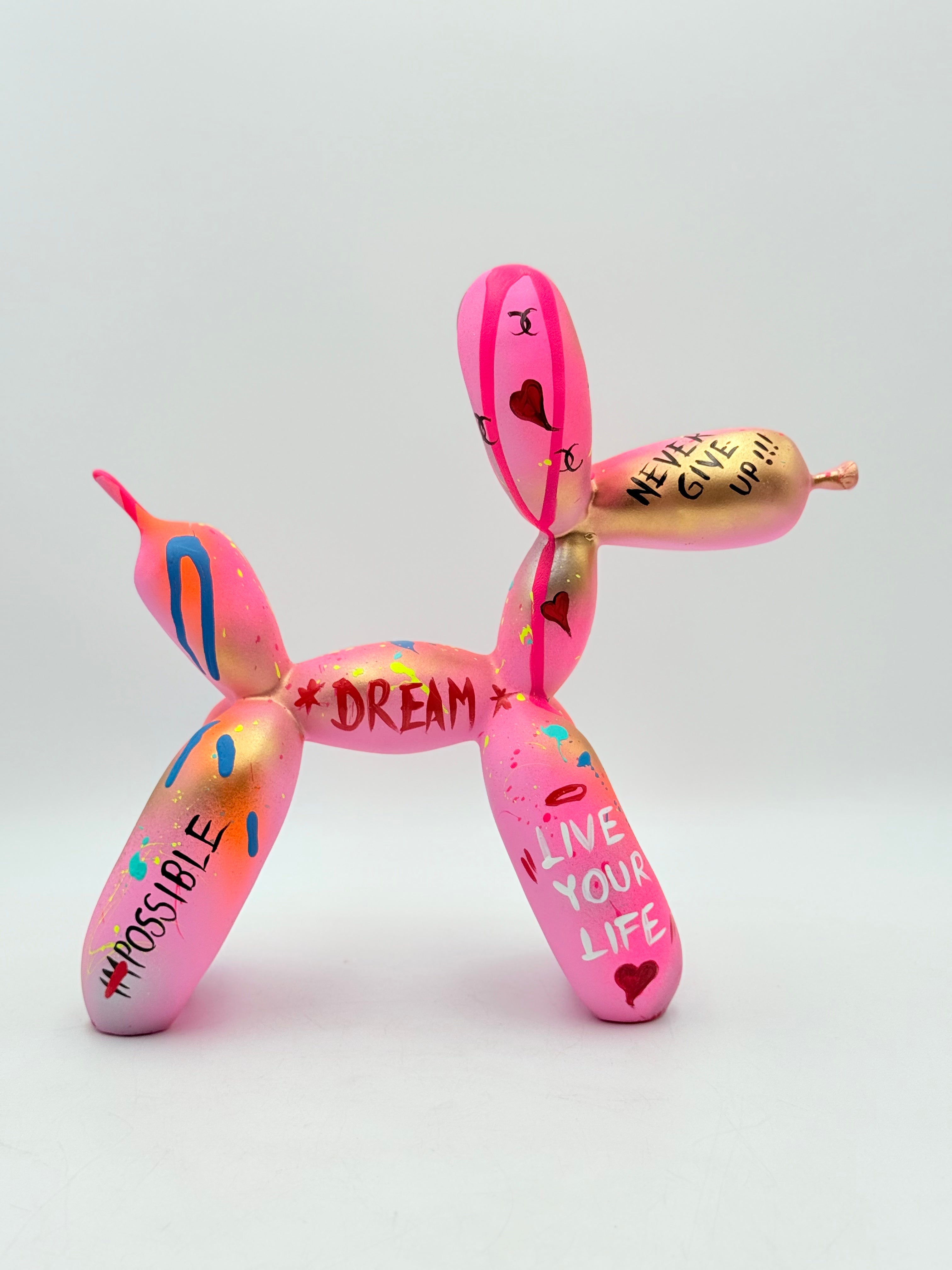 Pink Love Balon Köpek Heykeli-Heykel-And Iconic Art Store-NowShopFun
