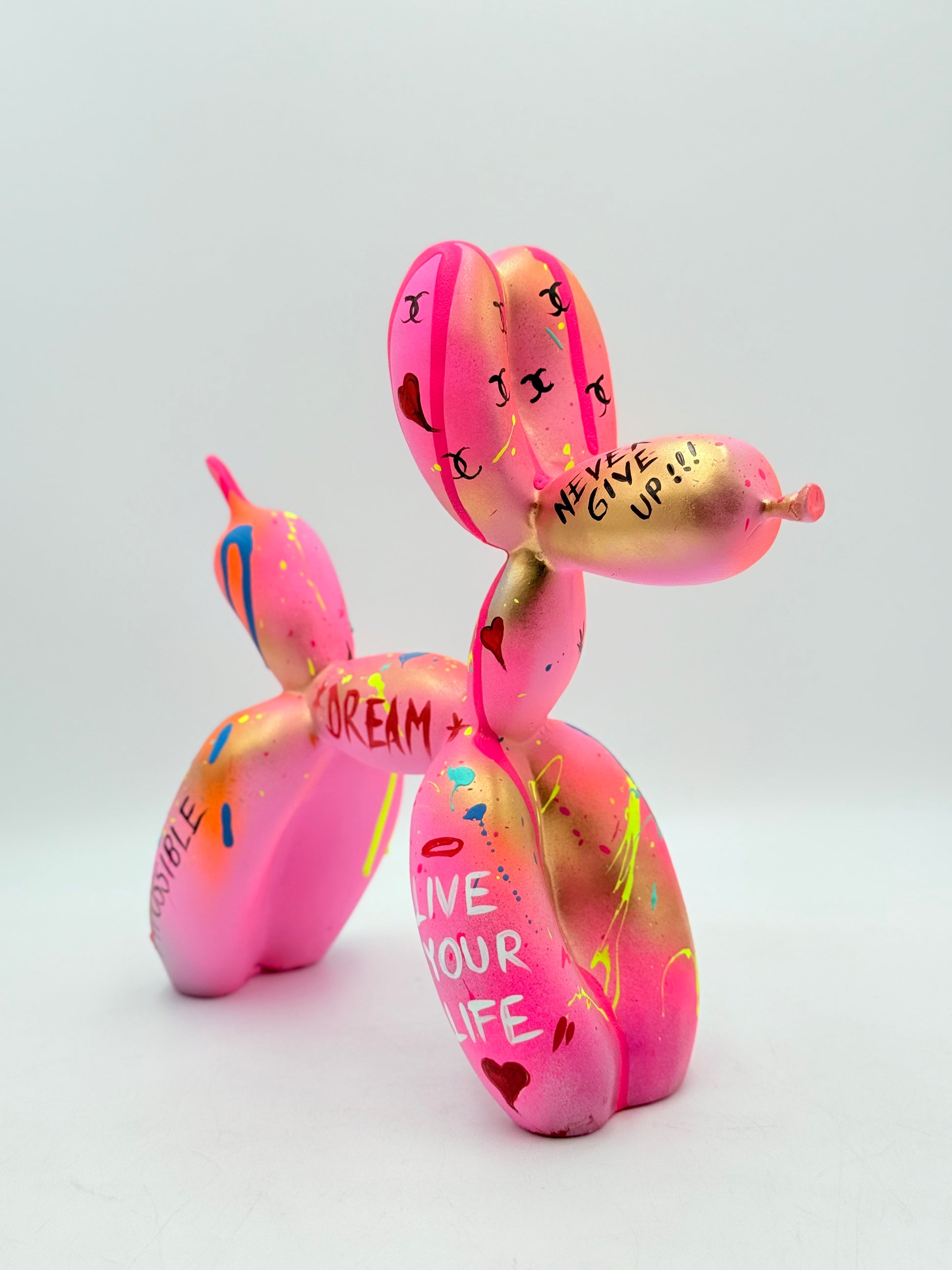 Pink Love Balon Köpek Heykeli-Heykel-And Iconic Art Store-NowShopFun