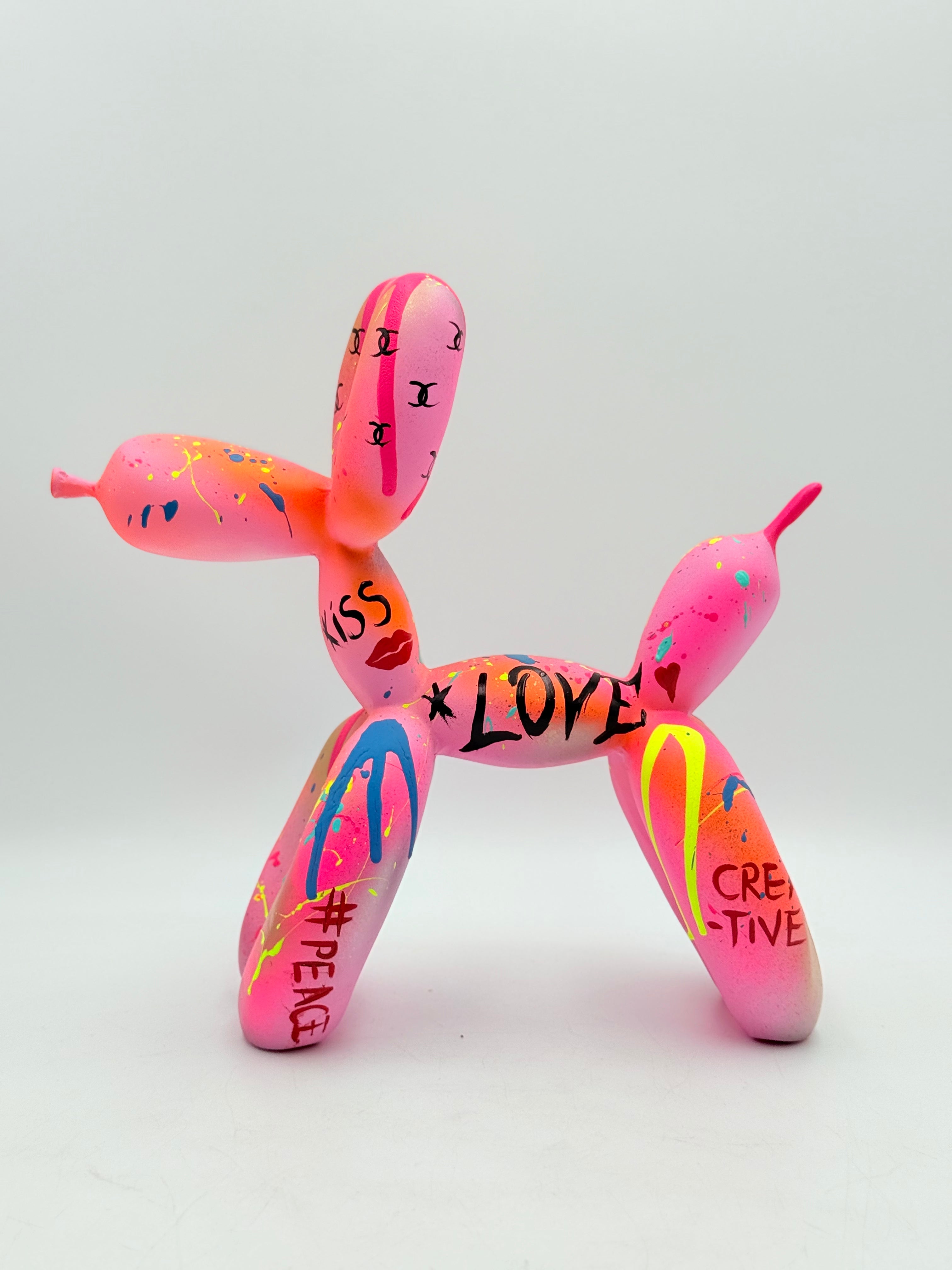 Pink Love Balon Köpek Heykeli-Heykel-And Iconic Art Store-NowShopFun