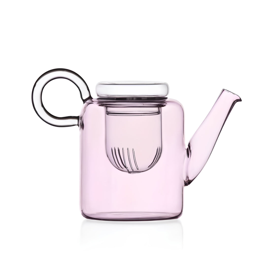 Piuma Büyük Pembe Cam Demlik 700 Ml-Teapot-Ichendorf Milano-NowShopFun