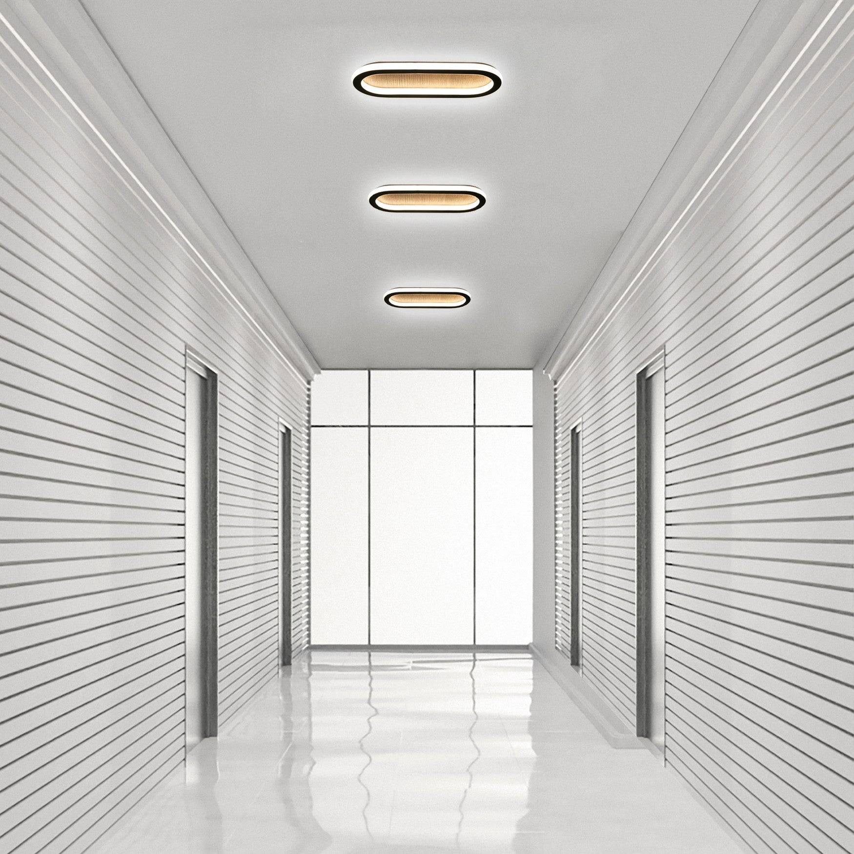 Plafonia Oval Led Plafonyer Led Avize Ahşap 40x16 cm
