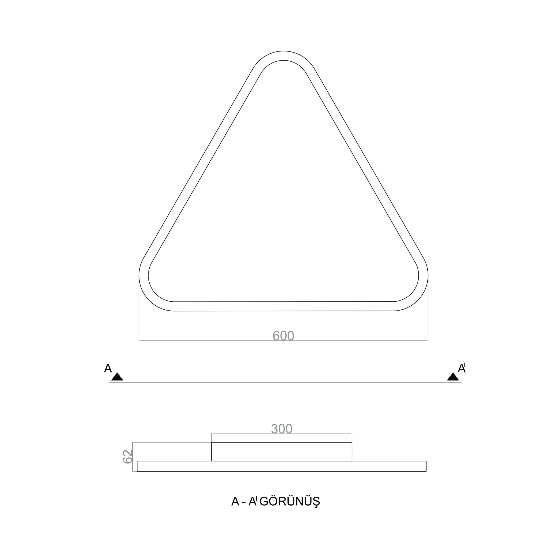 Plafonia Tavan Plafonyer Led Avize Üçgen 60 Cm