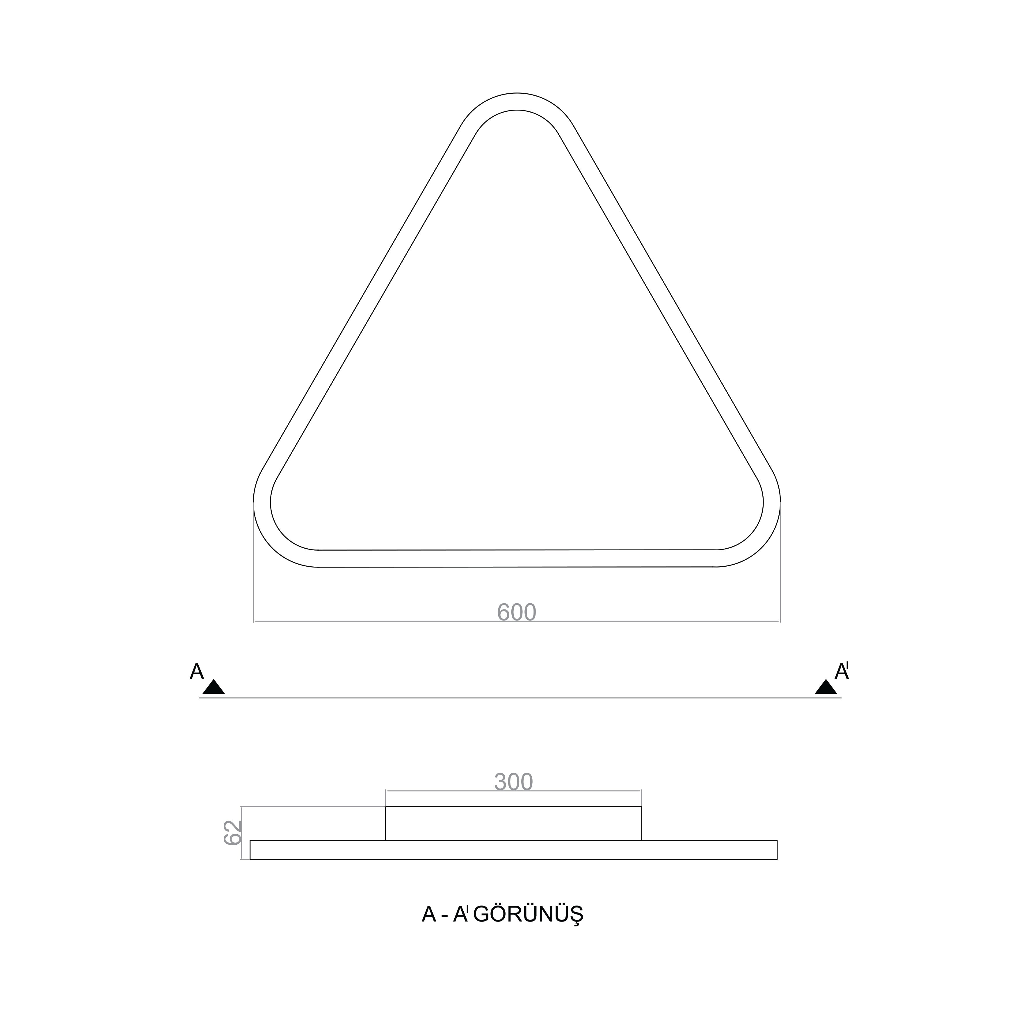 Plafonia Tavan Plafonyer Led Avize Üçgen 60 Cm