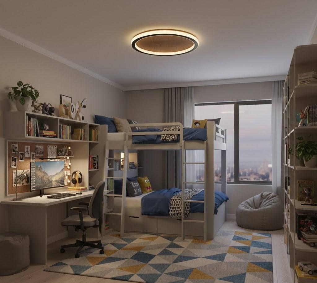 Plafonyer Led Avize Ahşap 40 Cm