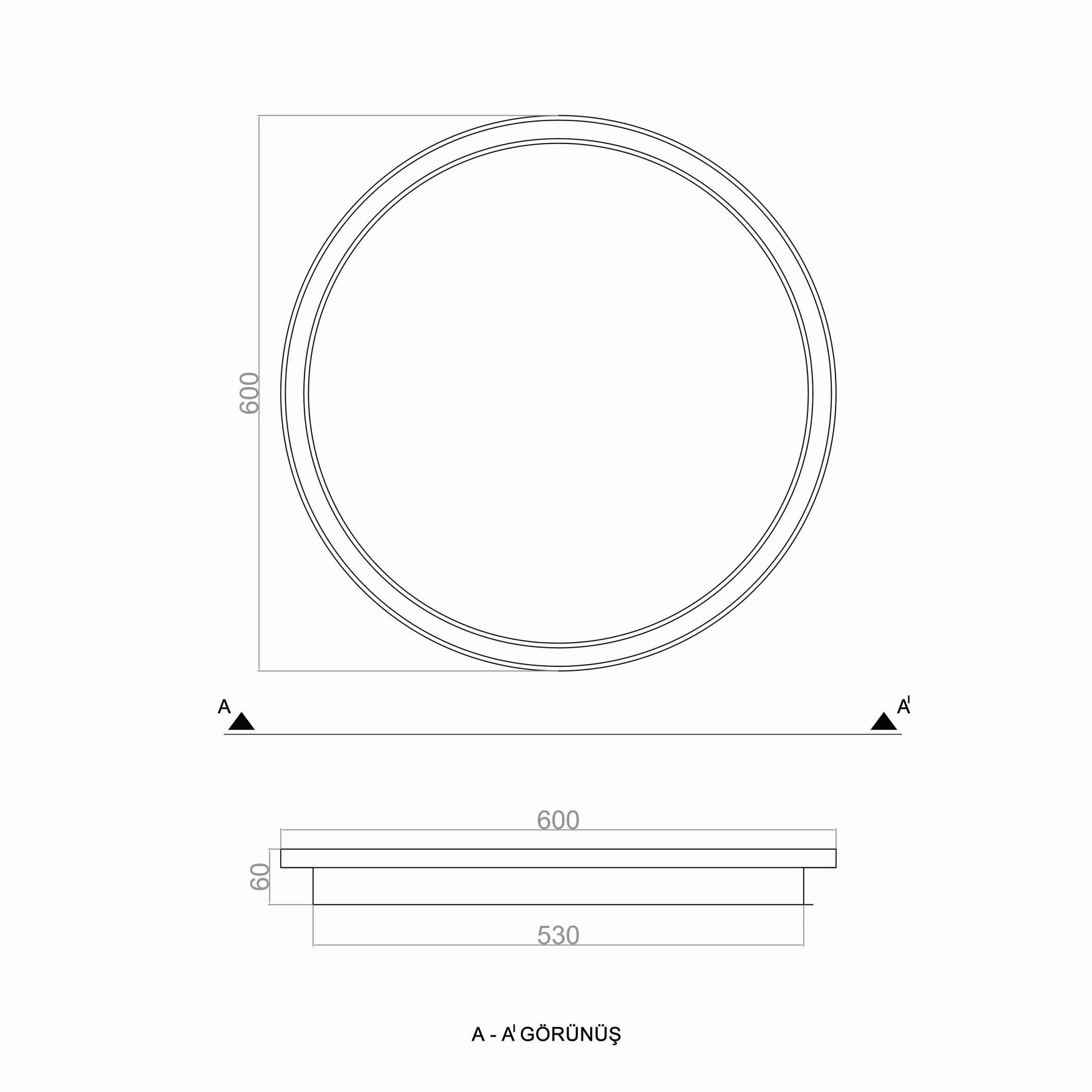 Plafonyer Led Avize Ahşap 60 Cm