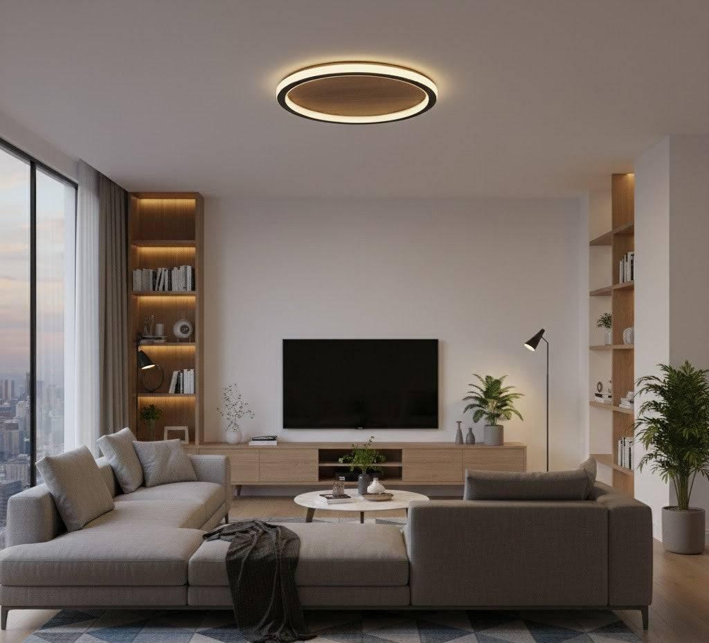 Plafonyer Led Avize Ahşap 60 Cm