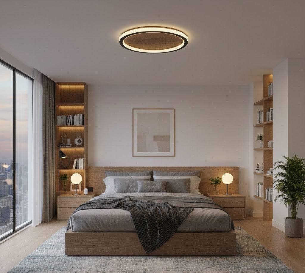 Plafonyer Led Avize Ahşap 60 Cm