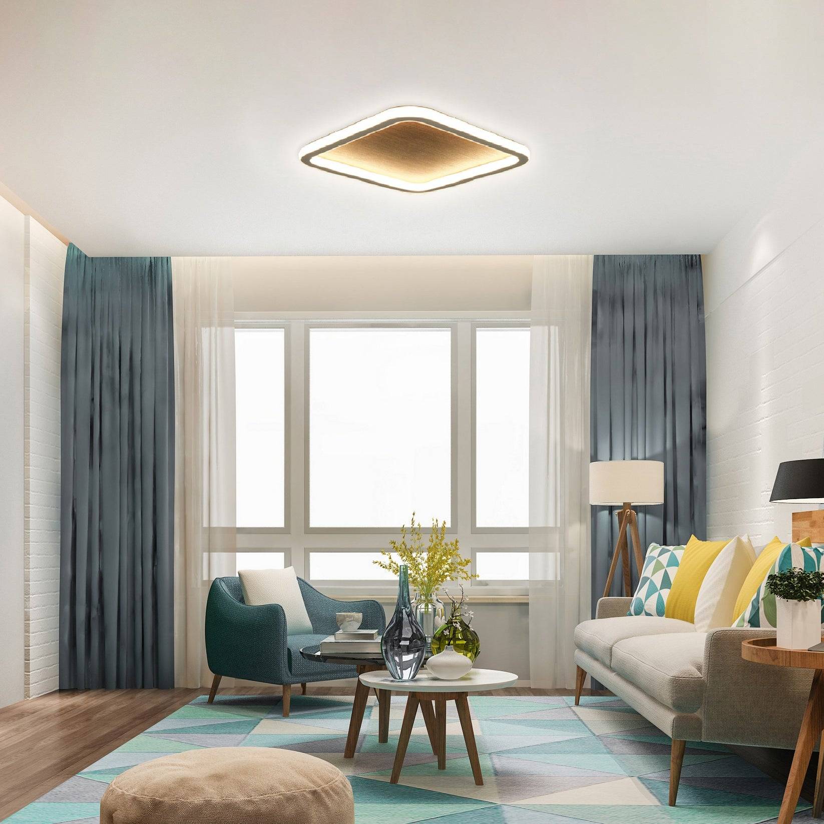 Plafonyer Led Avize Ahşap 60x60 Cm