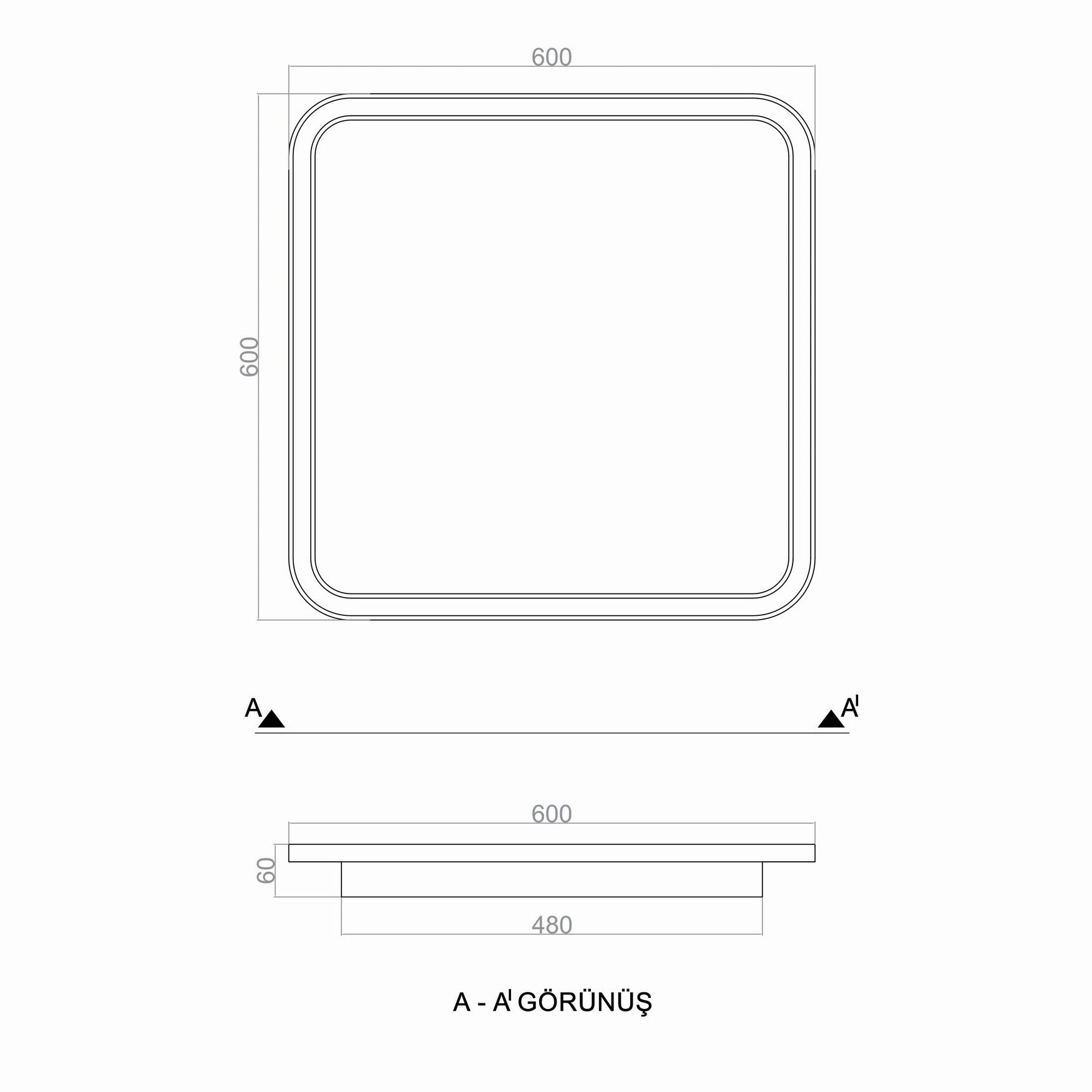Plafonyer Led Avize Ahşap 60x60 Cm