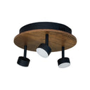 Plafonyer Spotlu Yuvarlak Ahşap Led Avize 30 Cm