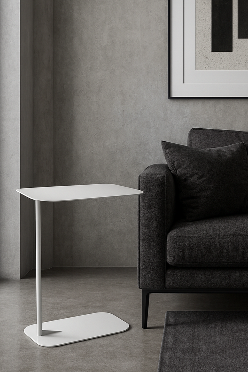 Plano Recta - Tasarım Çelik Metal Yan Sehpa - Kahve Sehpası