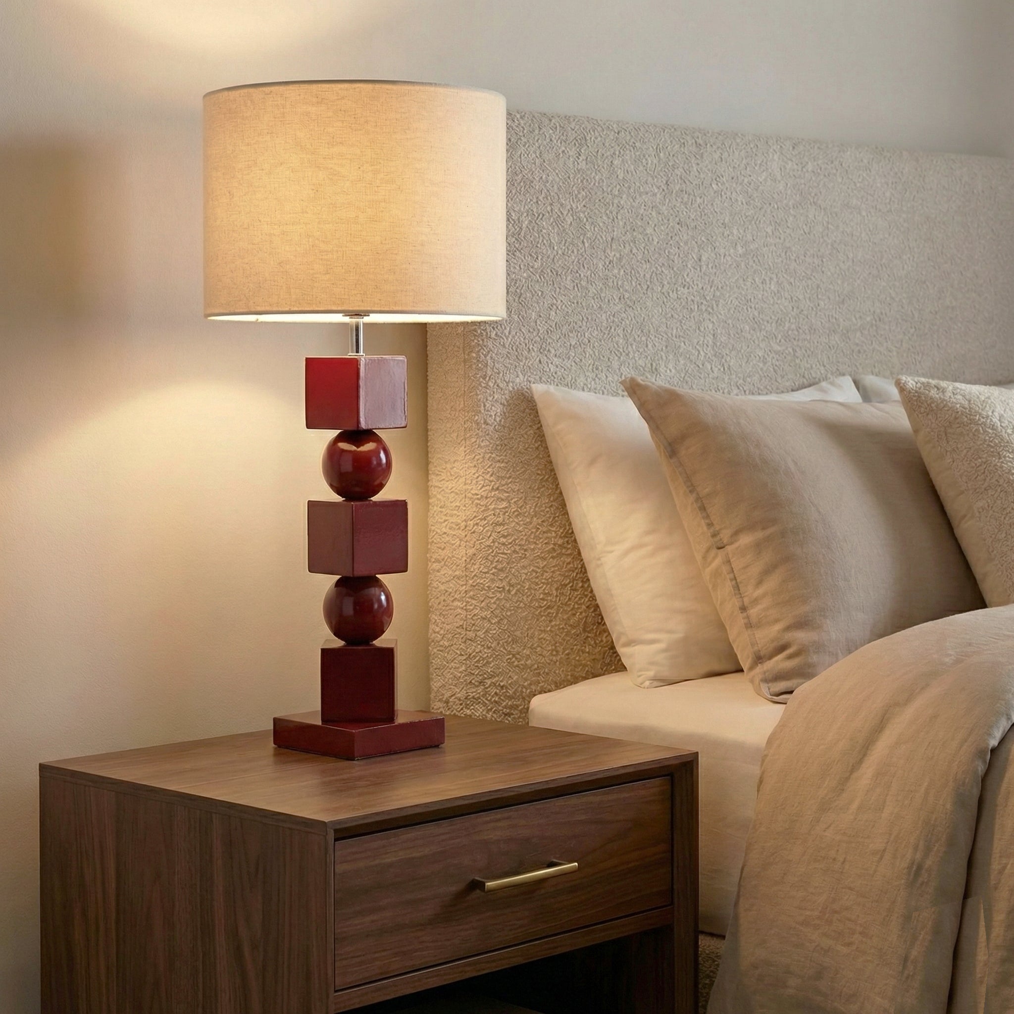 Poly Ahşap Abajur Bordo-Abajur-Pinot Interior-NowShopFun