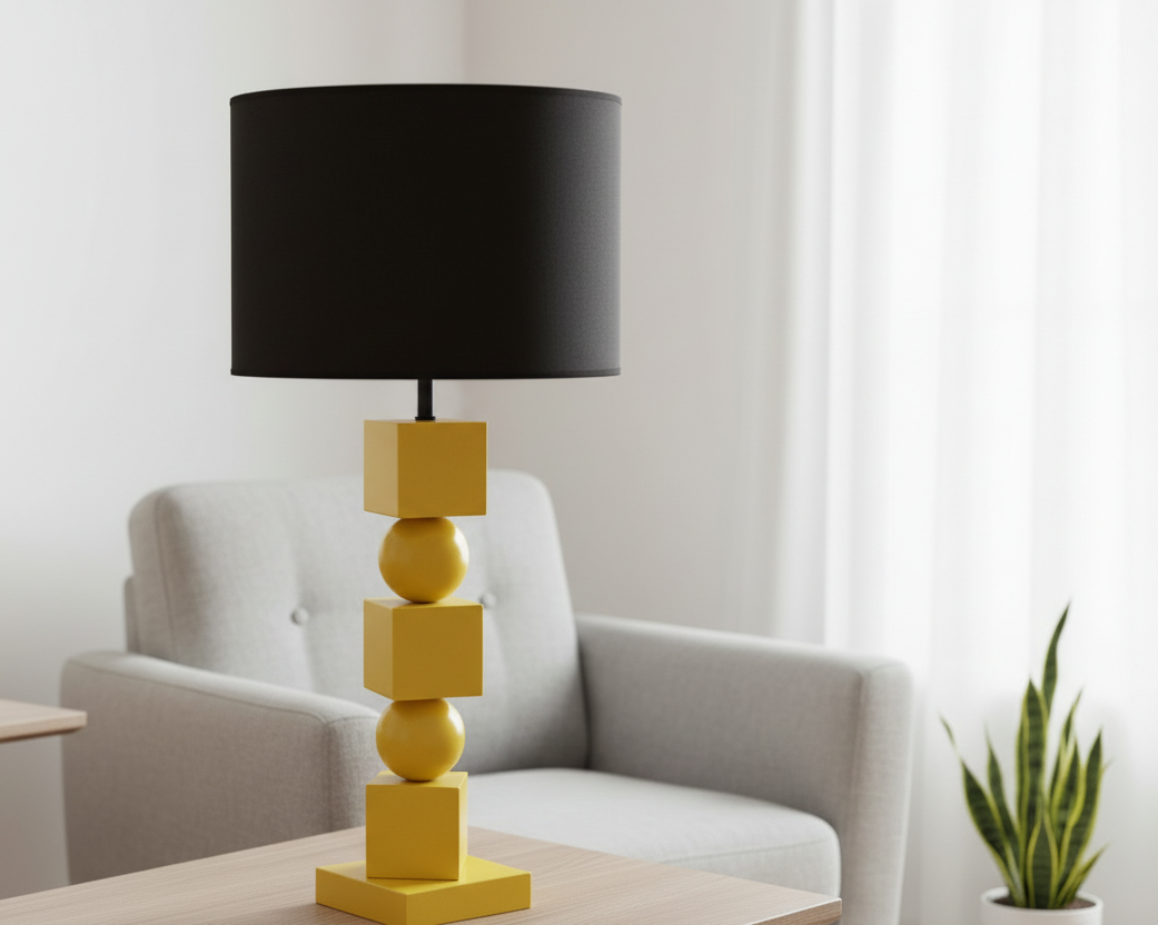 Poly Ahşap Abajur Sarı-Abajur-Pinot Interior-NowShopFun