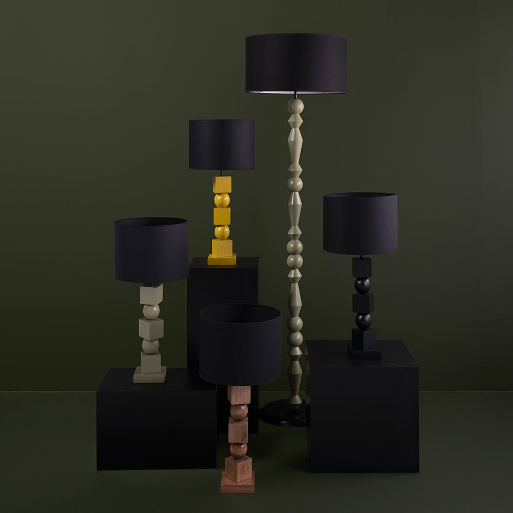 Poly Ahşap Abajur Siyah-Abajur-Pinot Interior-NowShopFun