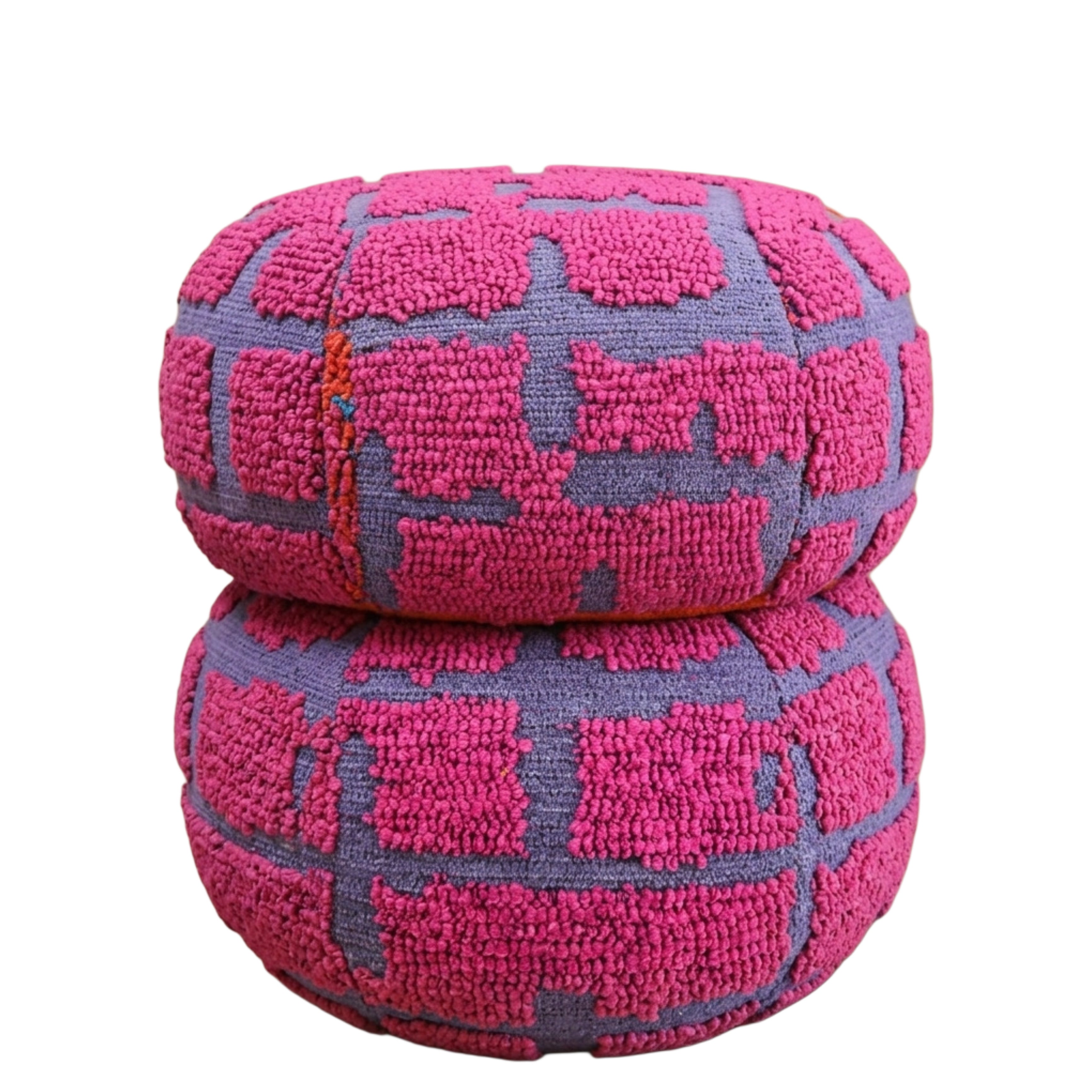 Pop Up Dokuma Puf Yan Sehpa-Fuşya-Lila