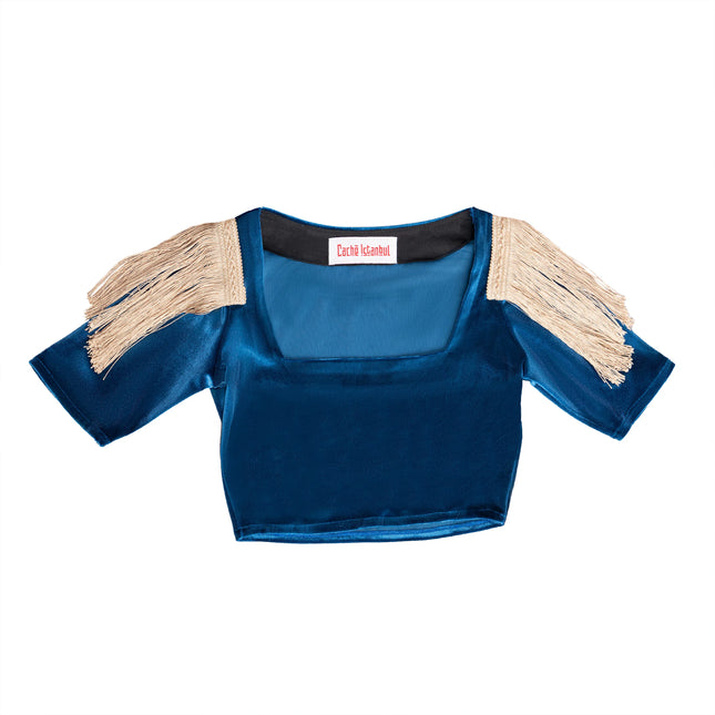 Püskül Kadife Crop Top-Crop Top-Caché Istanbul-S-NowShopFun