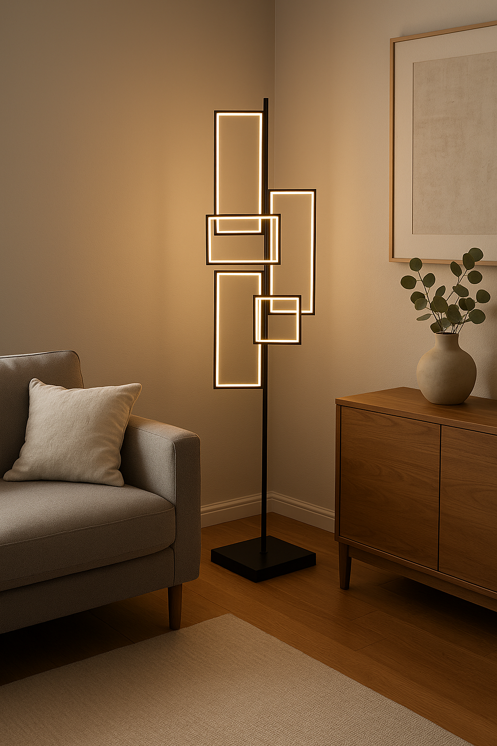 Quadrangular Lux Led Lambader 165 Cm, Dimmer ve Kumandalı