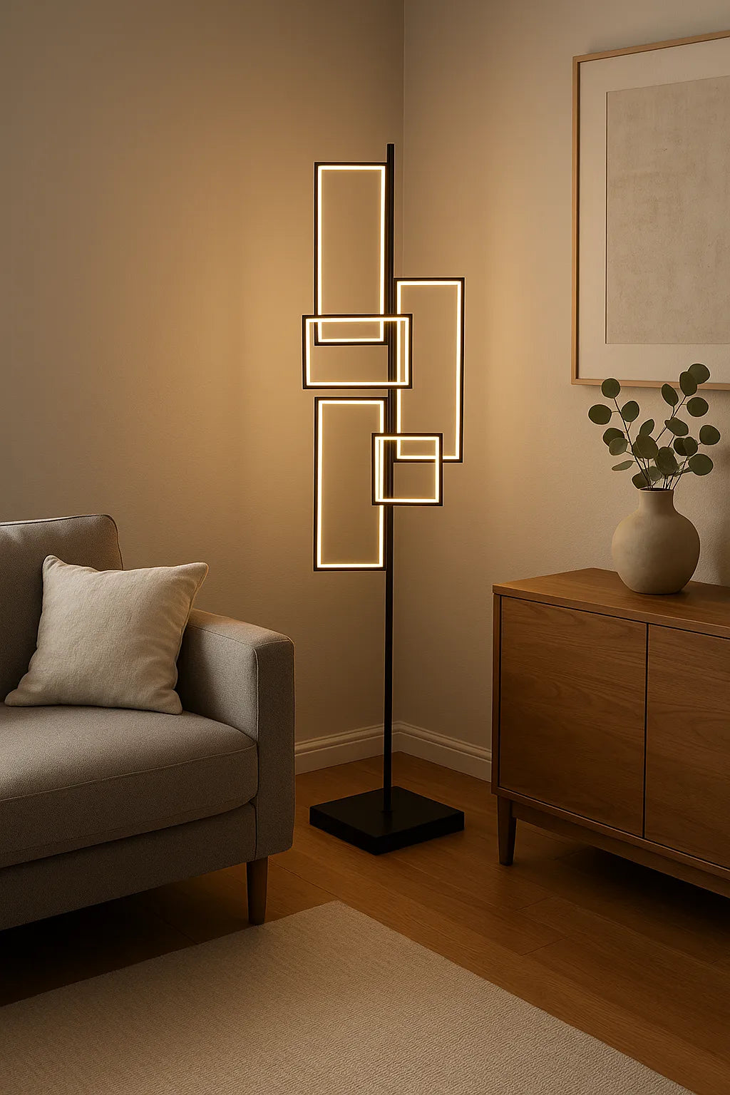 Quadrangular Lux Led Lambader 165 Cm, Dimmer ve Kumandalı