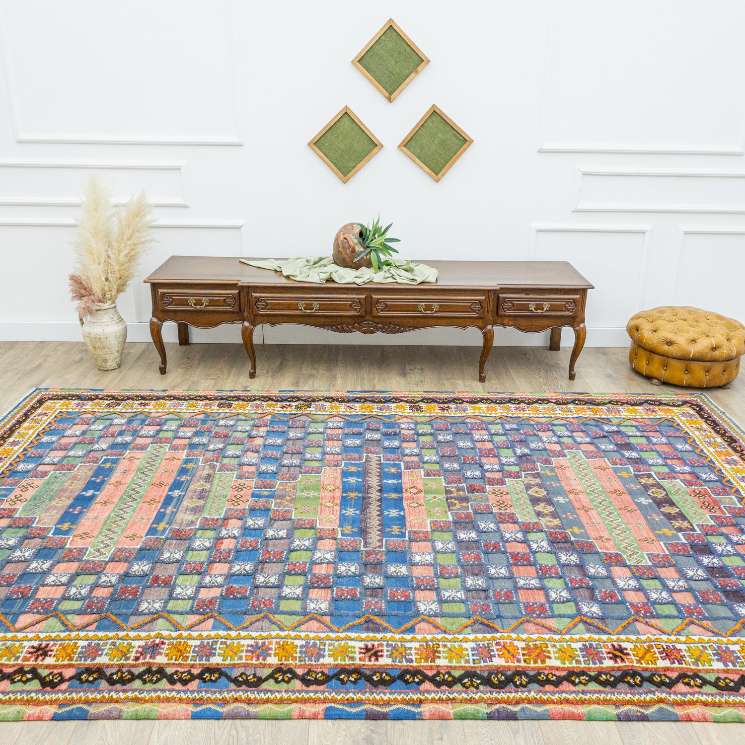 Rabat Geometrik Desenli Fas Halı Kilim 205x344 cm