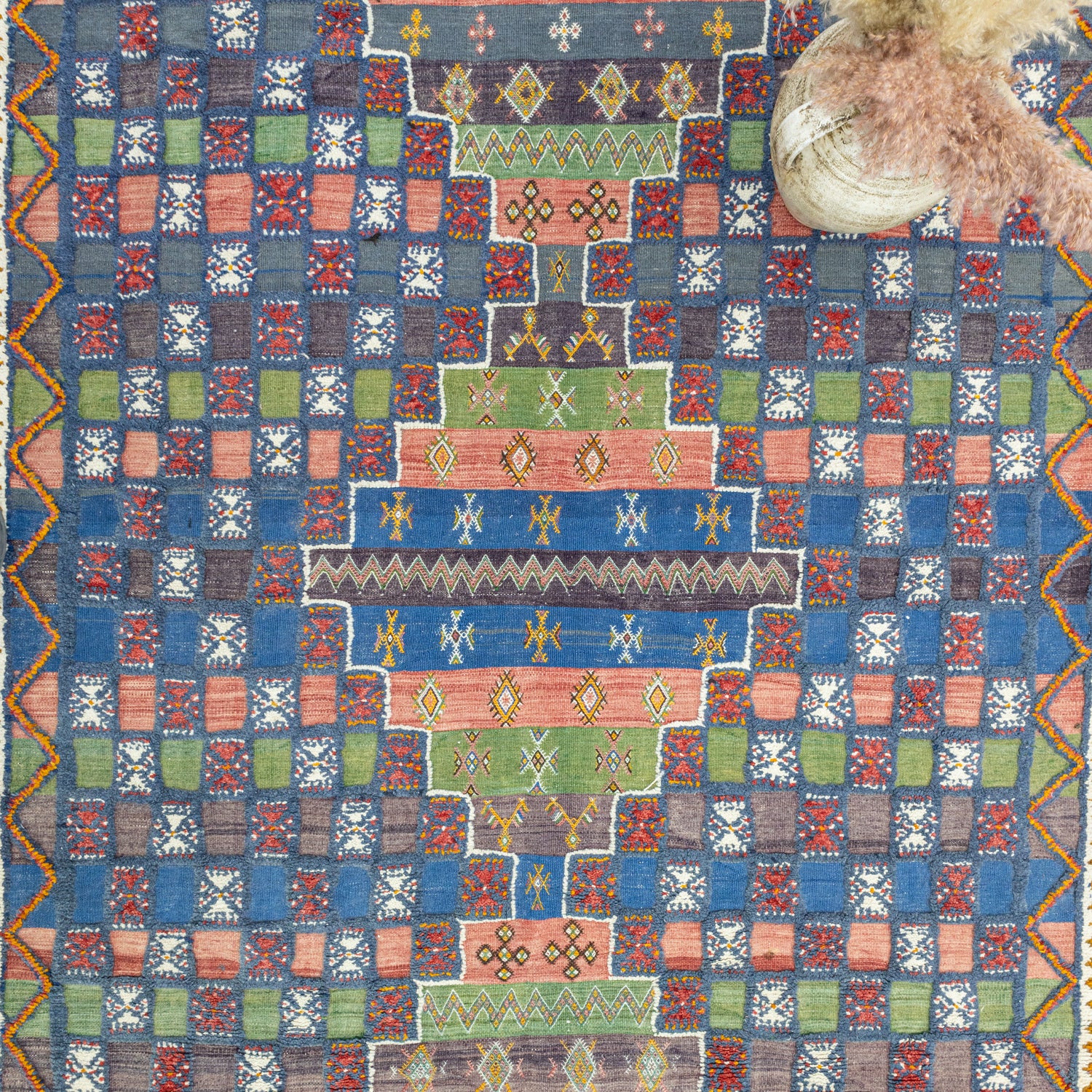 Rabat Geometrik Desenli Fas Halı Kilim 205x344 cm