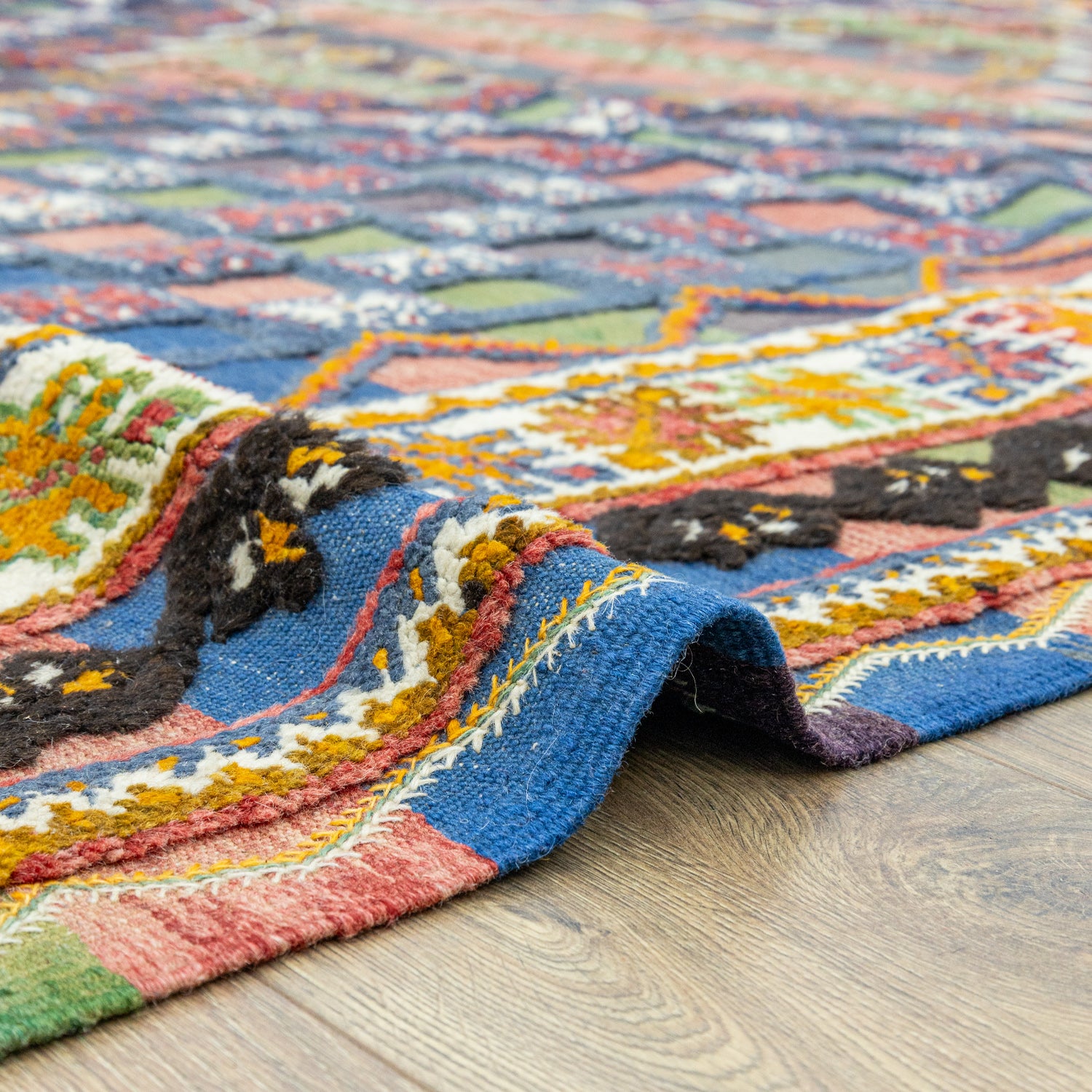Rabat Geometrik Desenli Fas Halı Kilim 205x344 cm