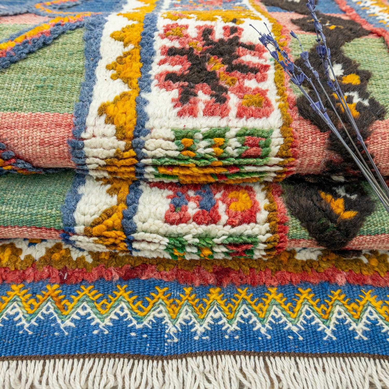 Rabat Geometrik Desenli Fas Halı Kilim 205x344 cm