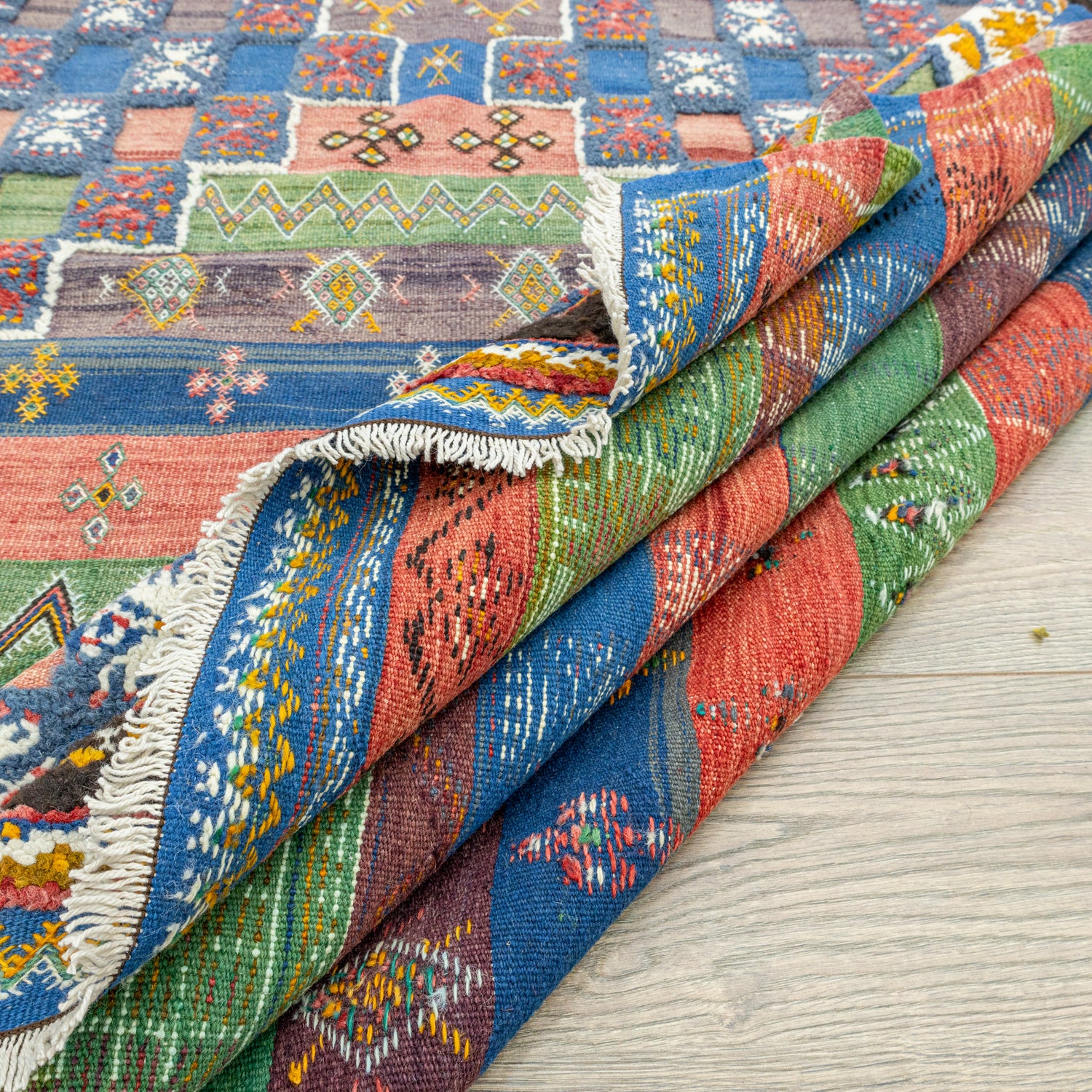 Rabat Geometrik Desenli Fas Halı Kilim 205x344 cm
