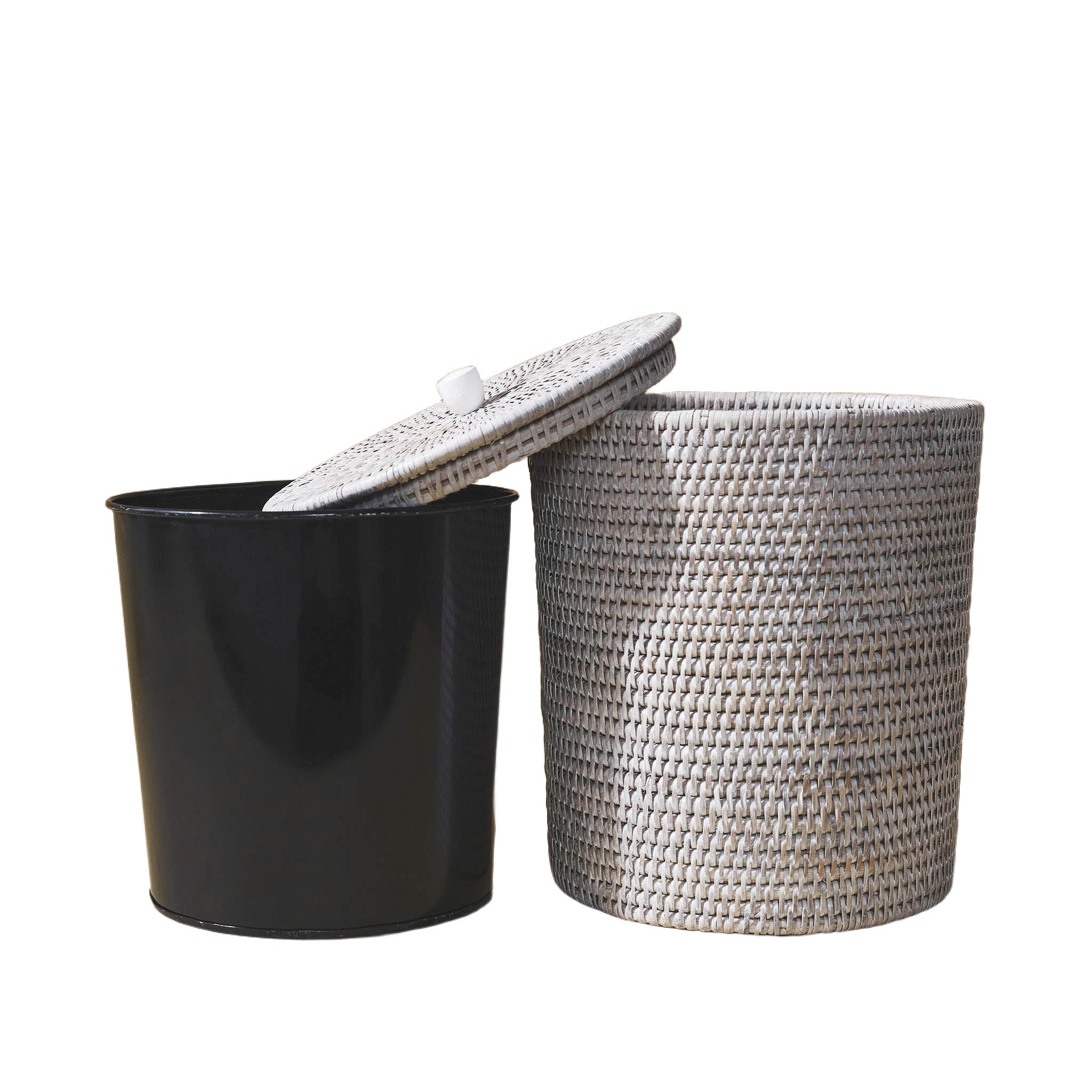 Rattan Kapaklı Çöp Kovası