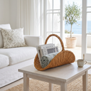 Rattan Kulplu Dekoratif Çiçeklik Sepeti