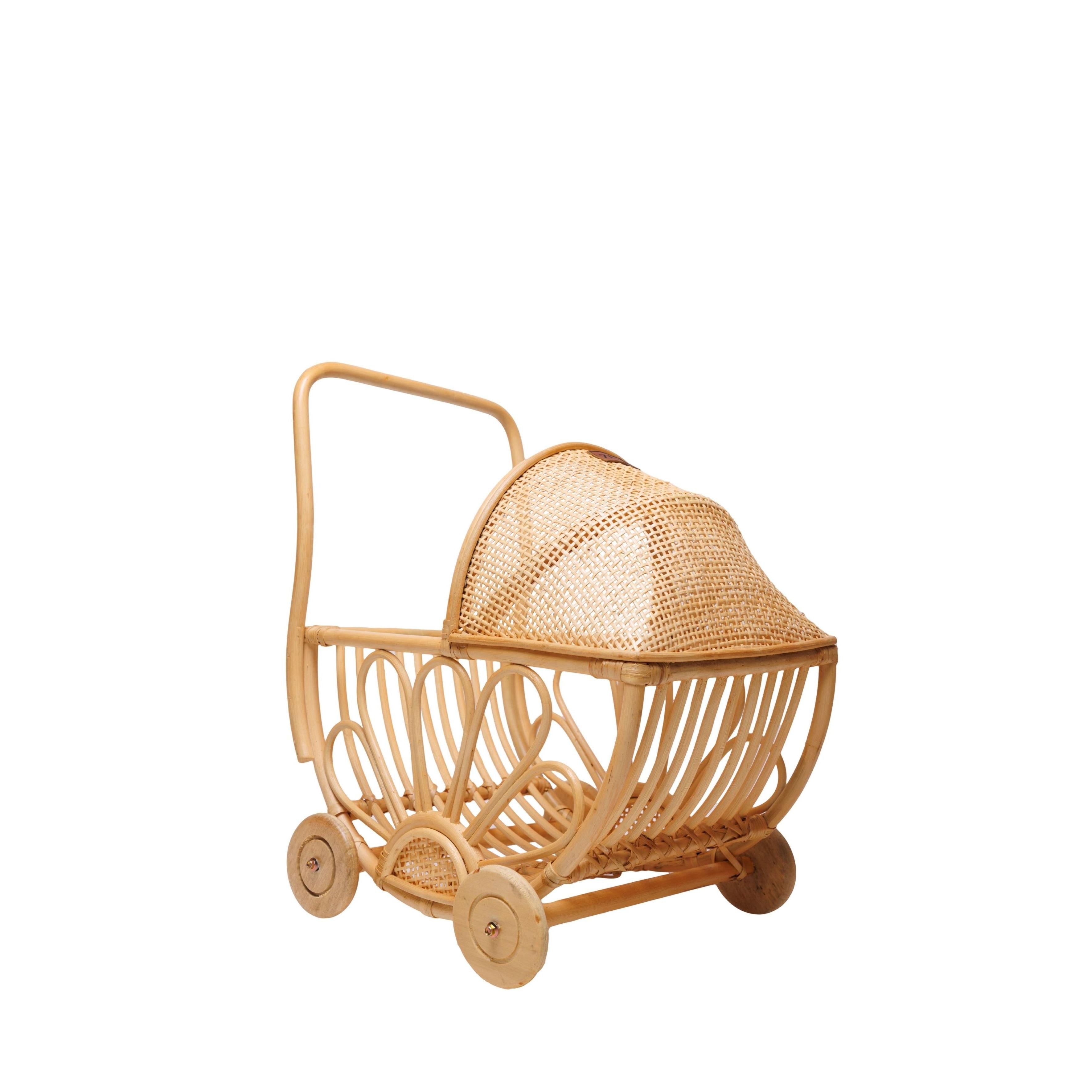 Rattan Oyuncak Çiçekli Bebek Arabası