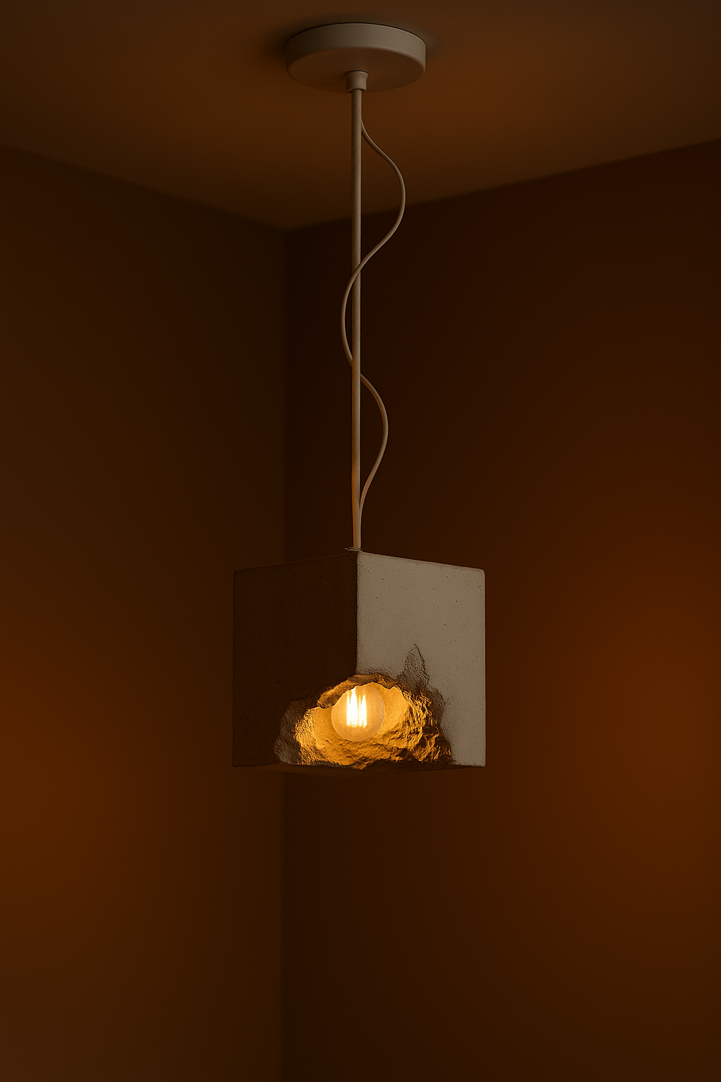 Raw Cube Beton Sarkıt Lamba-Tavan Aydınlatması-livingstore-NowShopFun