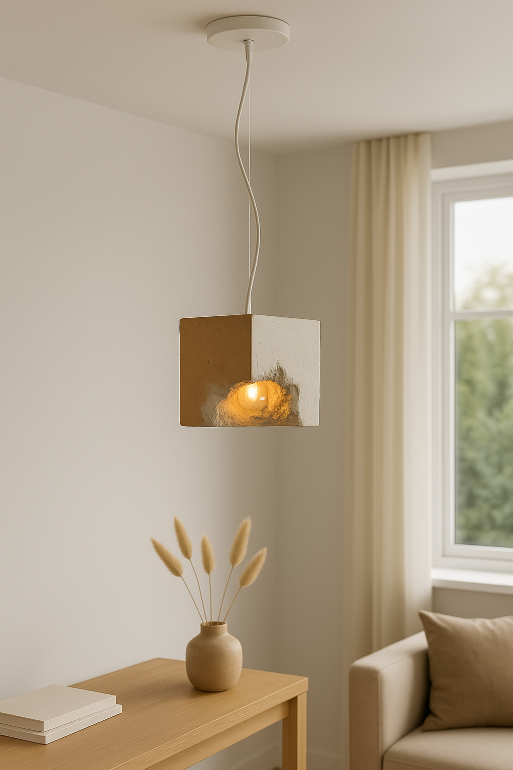 Raw Cube Beton Sarkıt Lamba-Tavan Aydınlatması-livingstore-NowShopFun