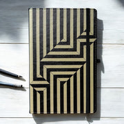 Rectilinear illusion zoom leather notebook