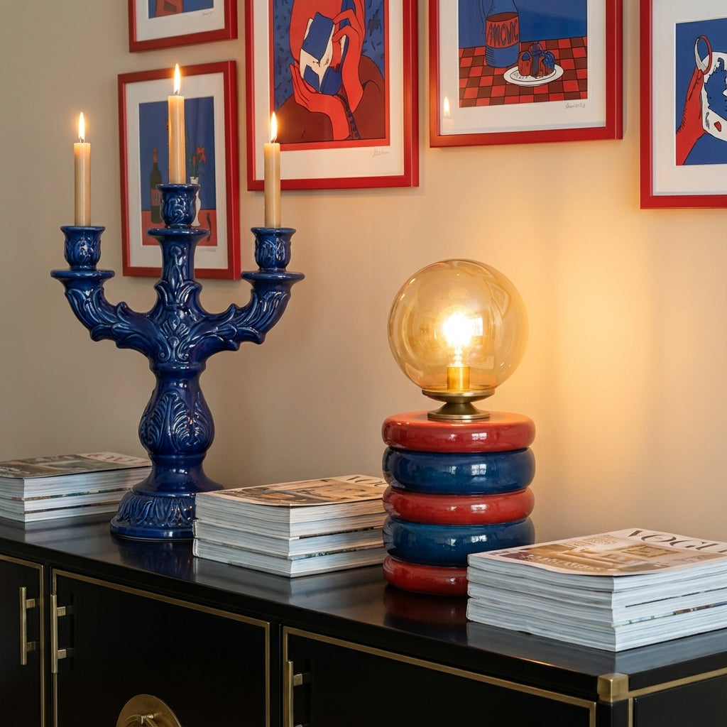 Red & Navy Masa Lambası - Lumos Series