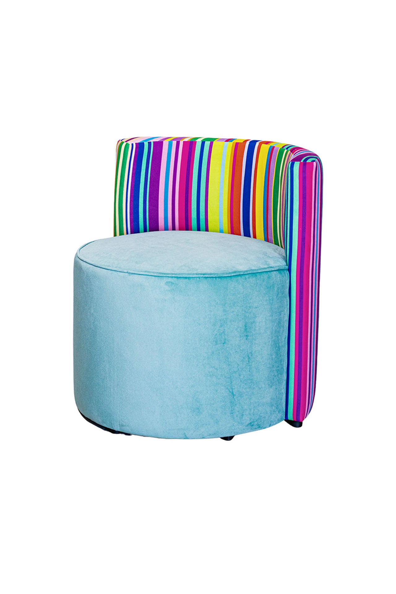 Renkli Çizgi Desenli Sırt Destekli Kadife Puf