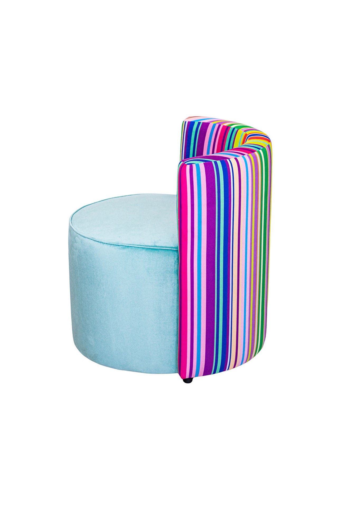 Renkli Çizgi Desenli Sırt Destekli Kadife Puf