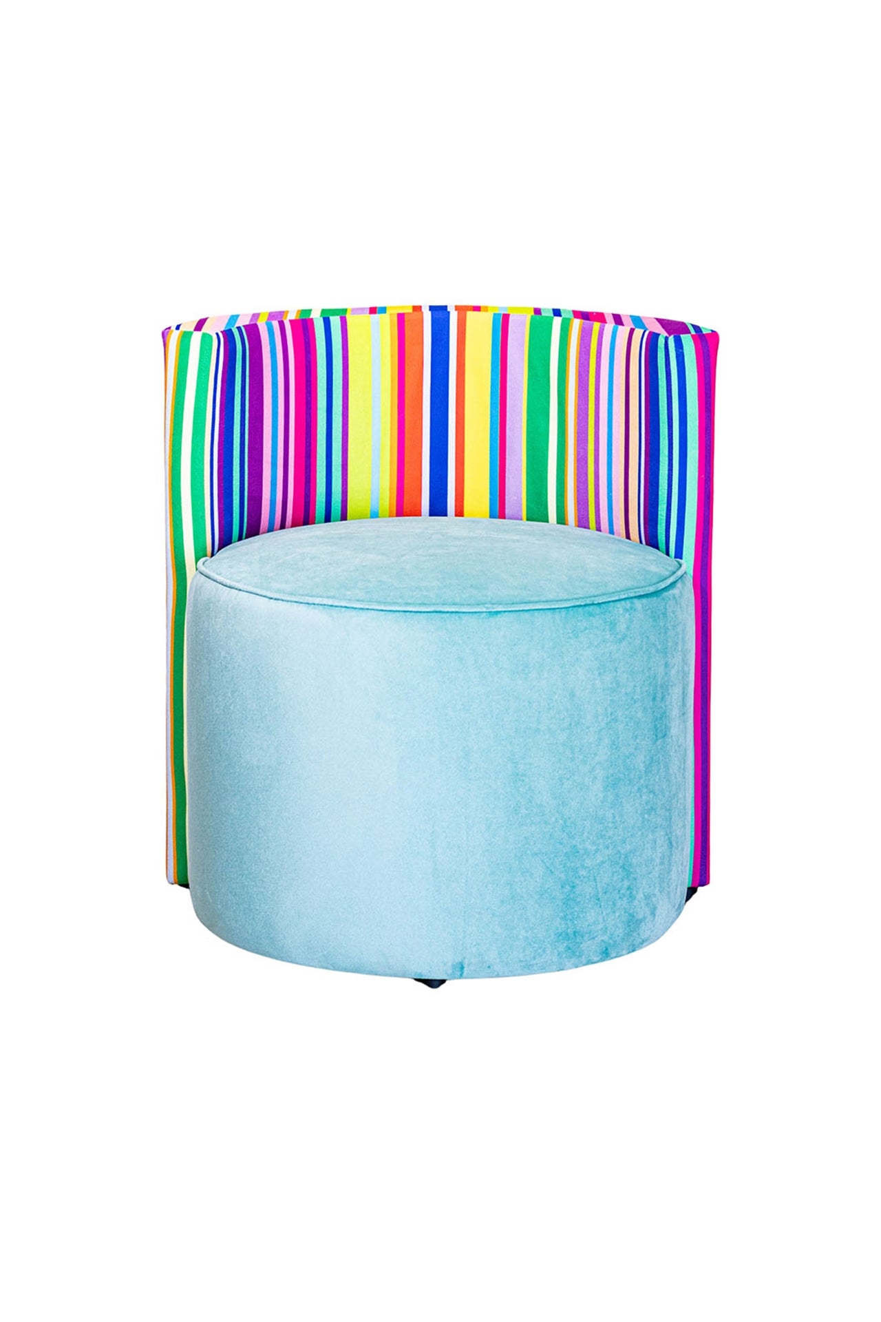Renkli Çizgi Desenli Sırt Destekli Kadife Puf