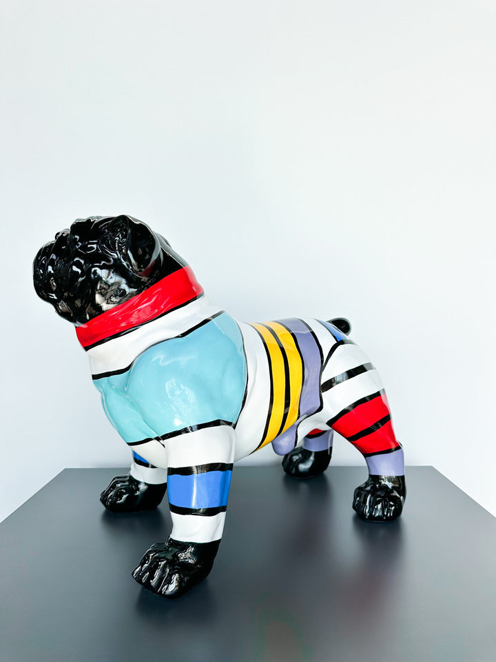 Renkli Çizgili Bulldog Dekoratif Obje-Dekoratif Ürün-Rubino Home-NowShopFun