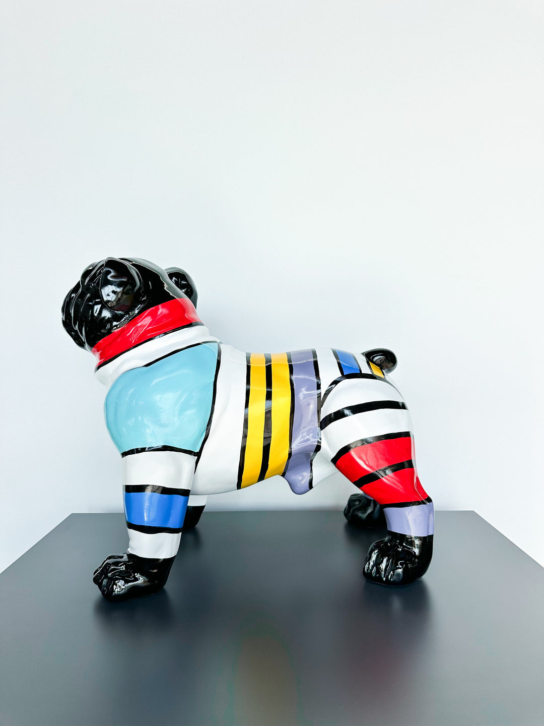 Renkli Çizgili Bulldog Dekoratif Obje-Dekoratif Ürün-Rubino Home-NowShopFun