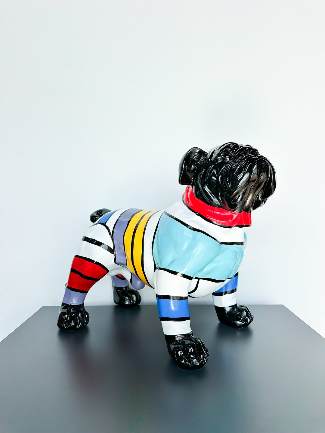 Renkli Çizgili Bulldog Dekoratif Obje-Dekoratif Ürün-Rubino Home-NowShopFun