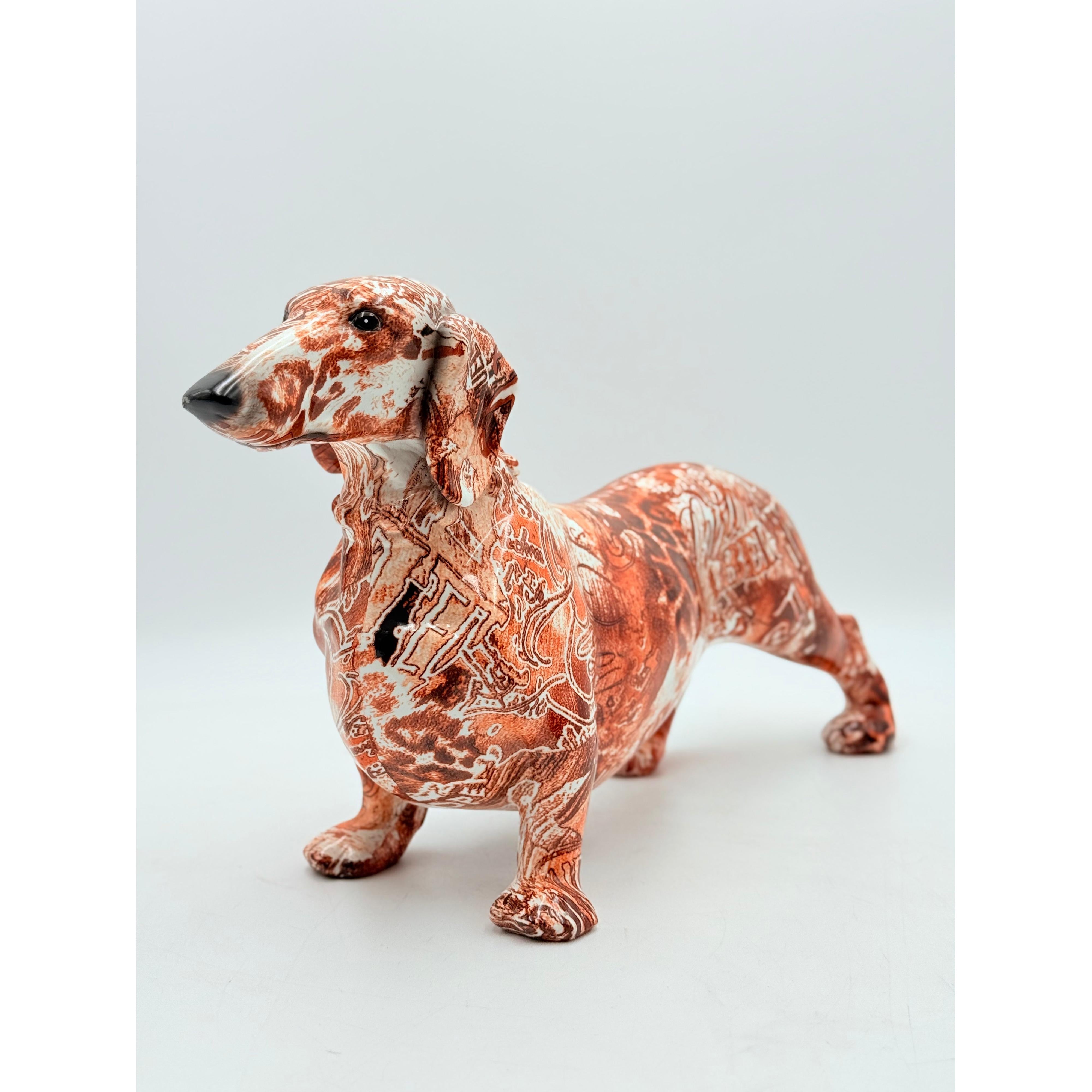 Renkli Grafiti Yazılı Sosis Köpek Heykeli-Heykel-And Iconic Art Store-NowShopFun