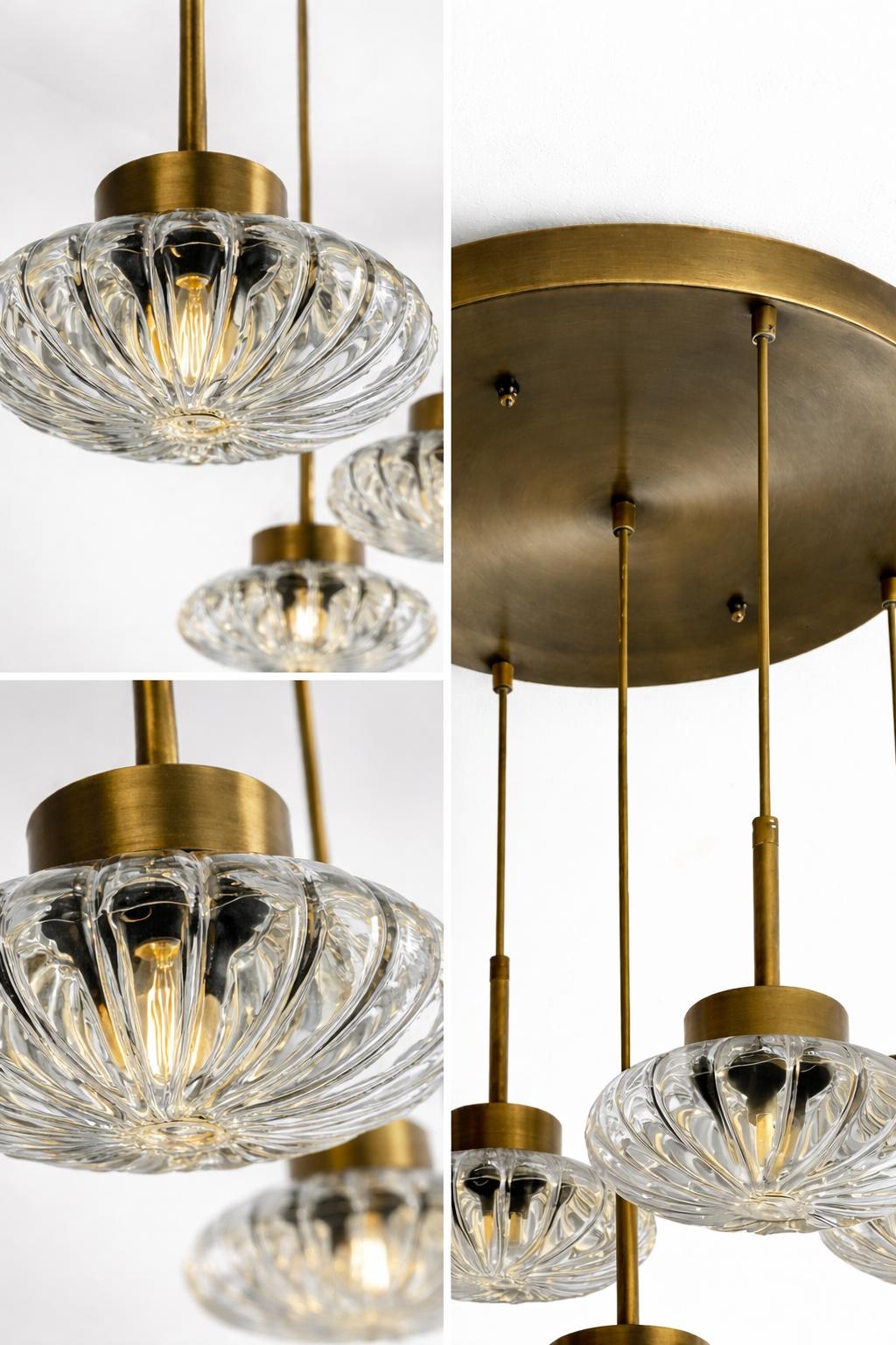 Retroline Çizgili Cam Sarkıt Avize