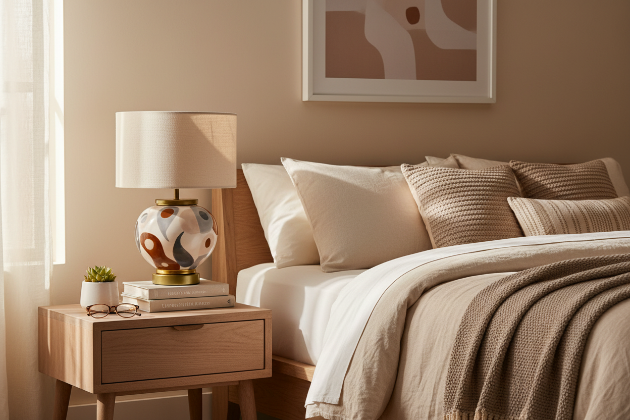 Rory El Yapımı Seramik Abajur Beyaz