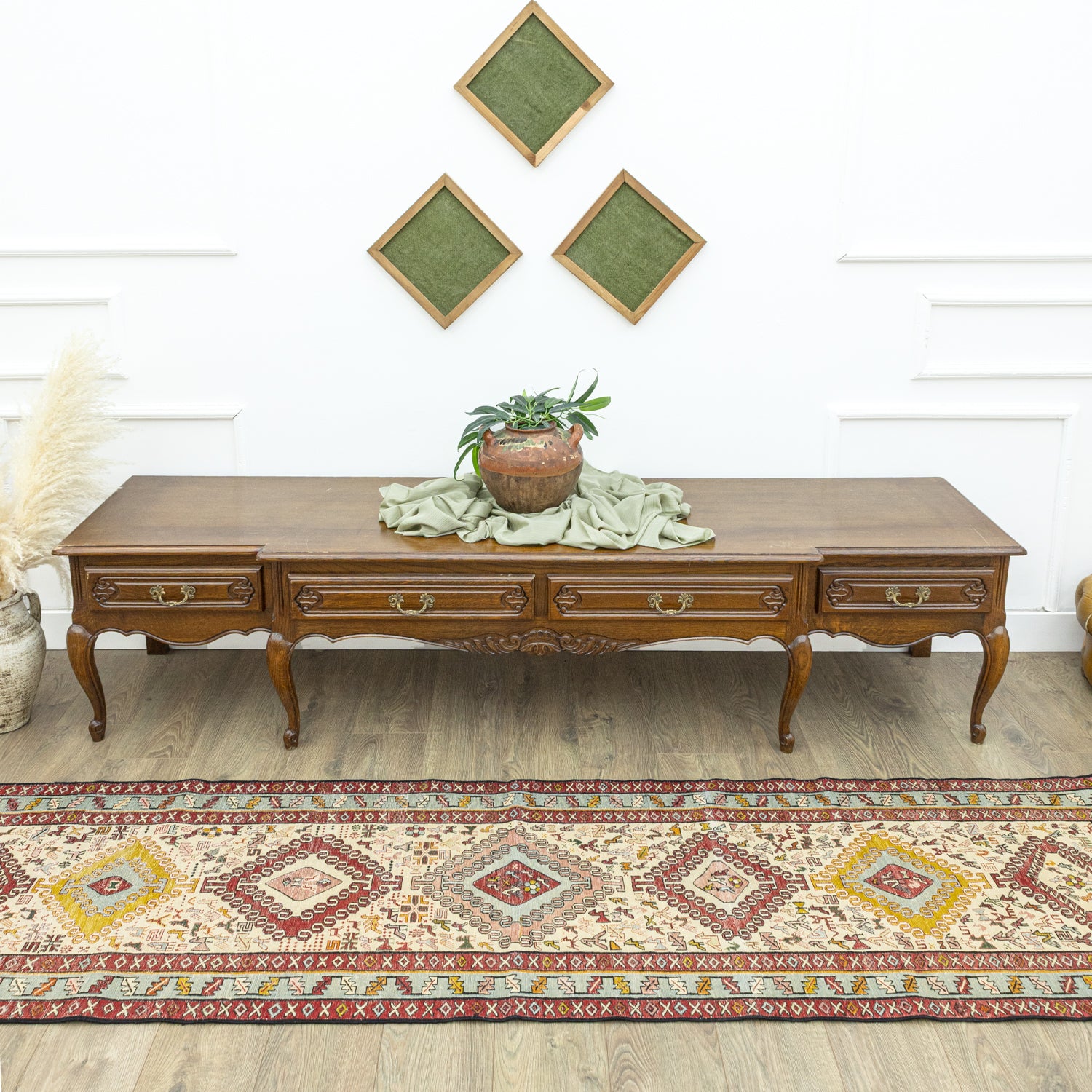 Rosa El Dokuma İpek Kilim Yolluk 71X281 Cm