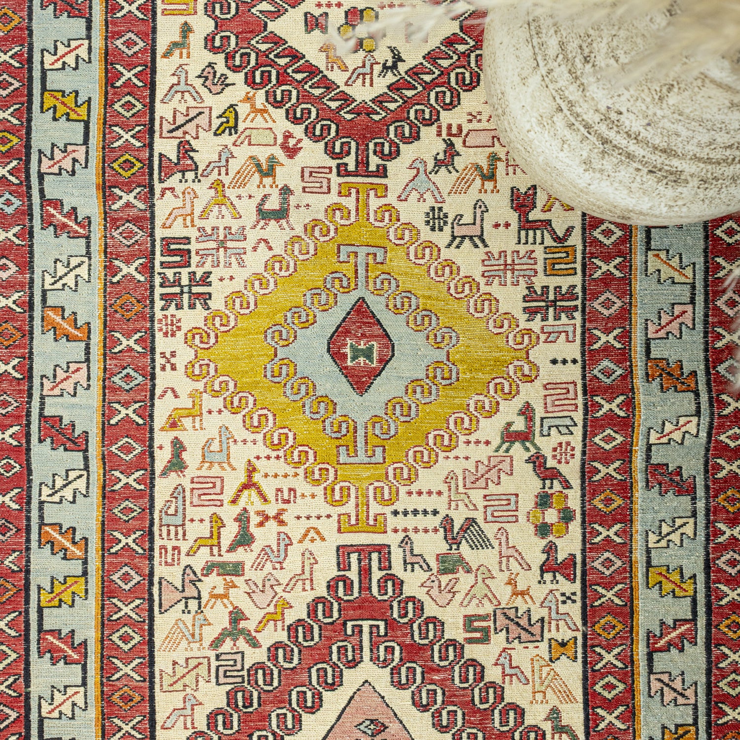 Rosa El Dokuma İpek Kilim Yolluk 71X281 Cm